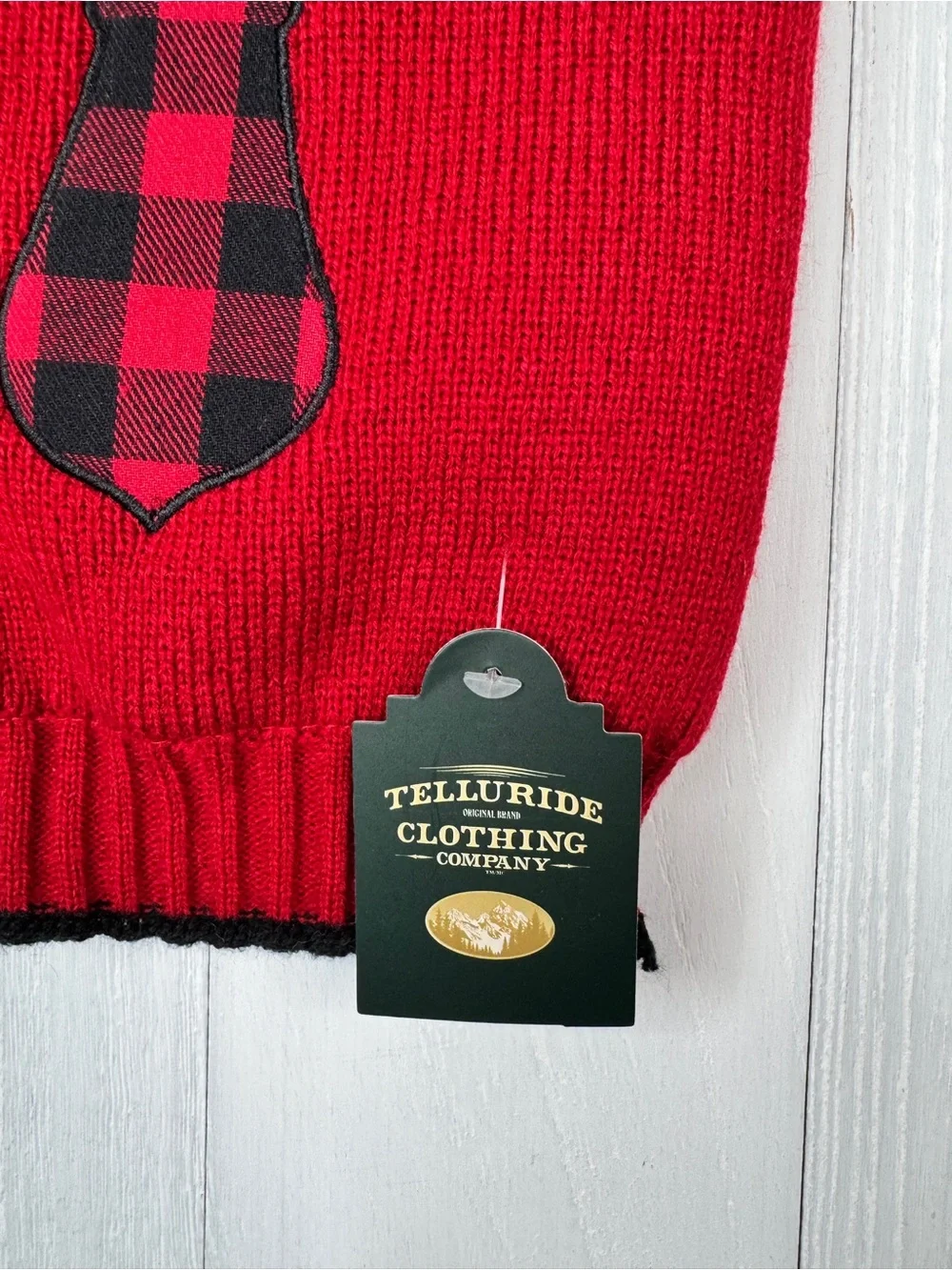 Telluride Clothing Co. Red Buffalo Plaid Reindeer Dog Sweater